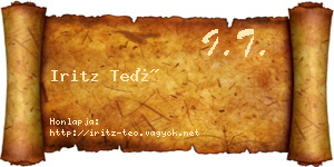 Iritz Teó névjegykártya